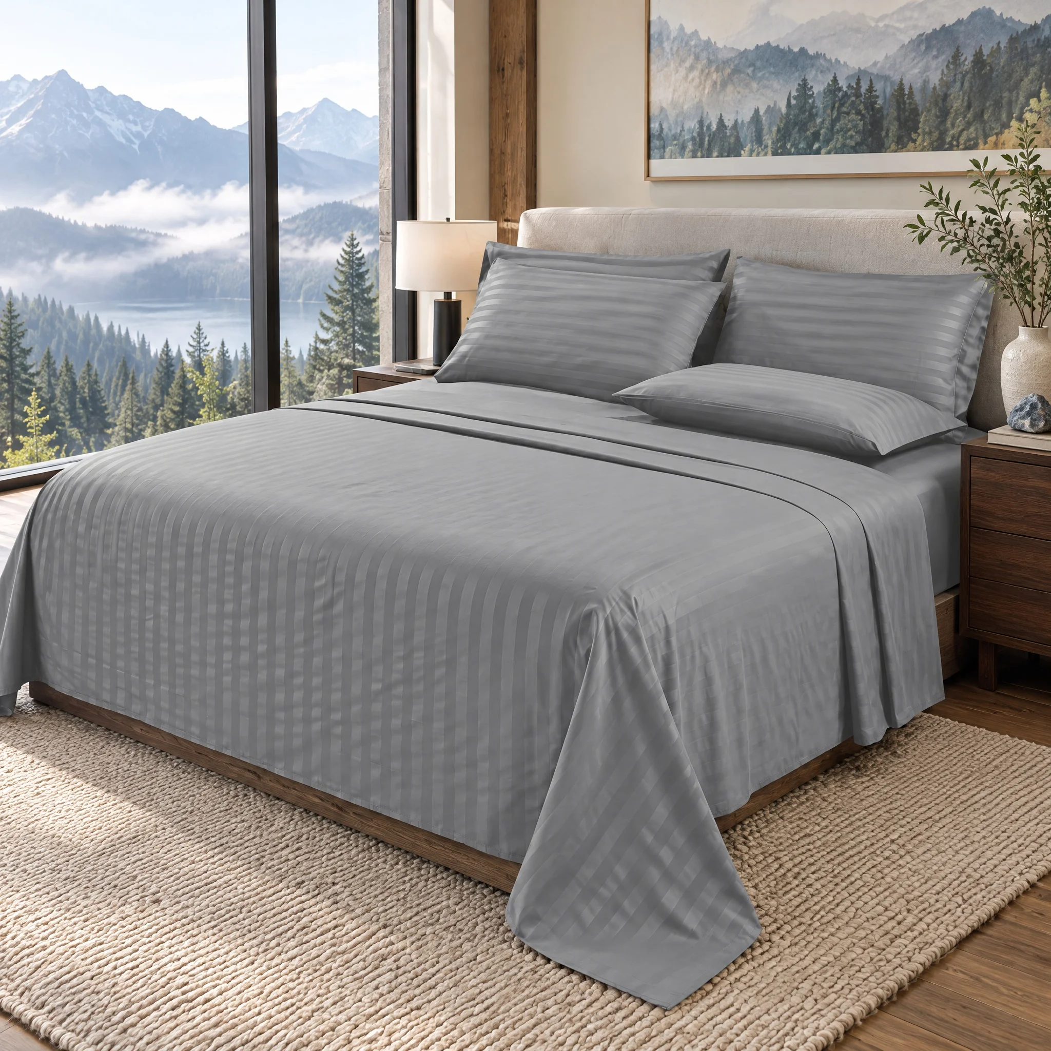 4-Piece Home Textile Bundle, 1500 Thread Count Fine Weaving, Ultra Durable Smooth Surface, Anti-Wrinkle Finish, Year-Round Private Space Decor, Multi Sizes Twin Full Queen King