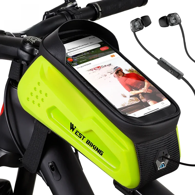 AliExpress West Biking WEST BIKING Bicycle Bag Waterproof 7.4" Phone Case Touchscreen Bag Frame Front Top Tube Bike Bag MTB