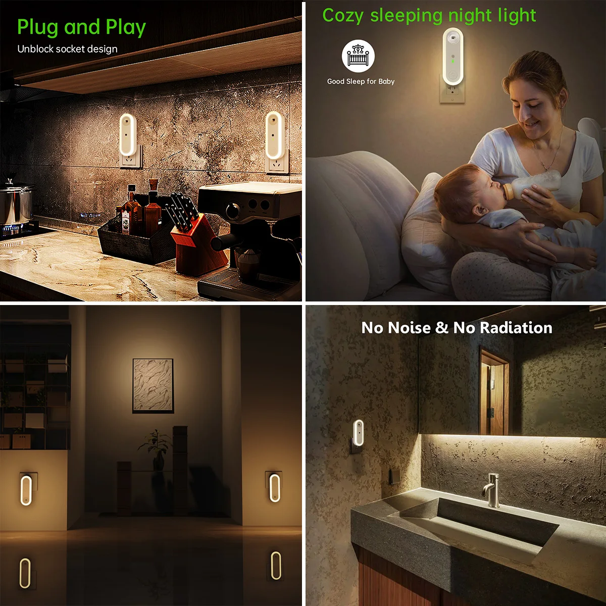 Luz purificadora de aire para niños, iluminación nocturna inteligente, Mini lámpara con enchufe europeo y estadounidense, decoración de dormitorio, pasillo y escaleras