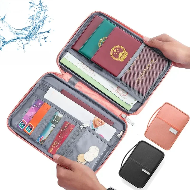 Vrouwen multifunctionele waterdichte reispaspoorthouder beschermhoes roze tassen familiedocument organisator reisaccessoires tas - afbeelding 2