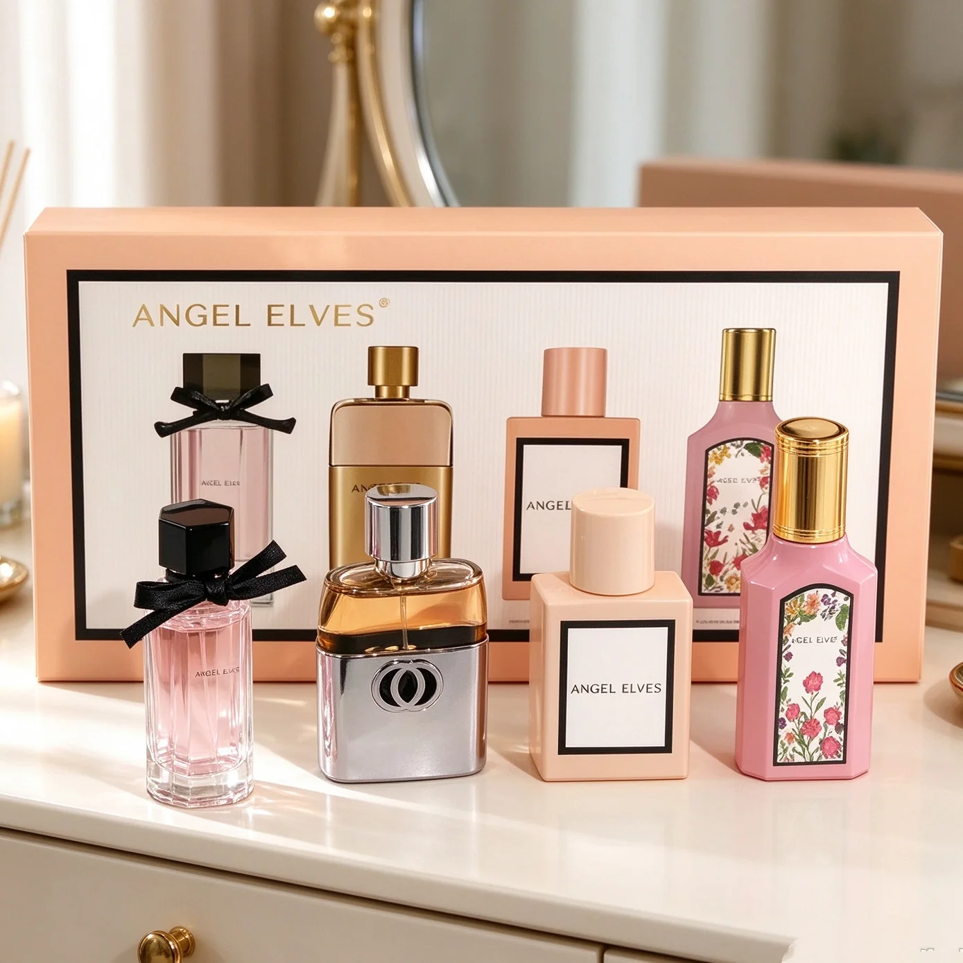 4Pcs ANGEL ELVES Lady Perfume Set Long Lasting Fragrance EDP Spray Floral Scent Women Perfume Gift Box For Birthday Wedding Gift