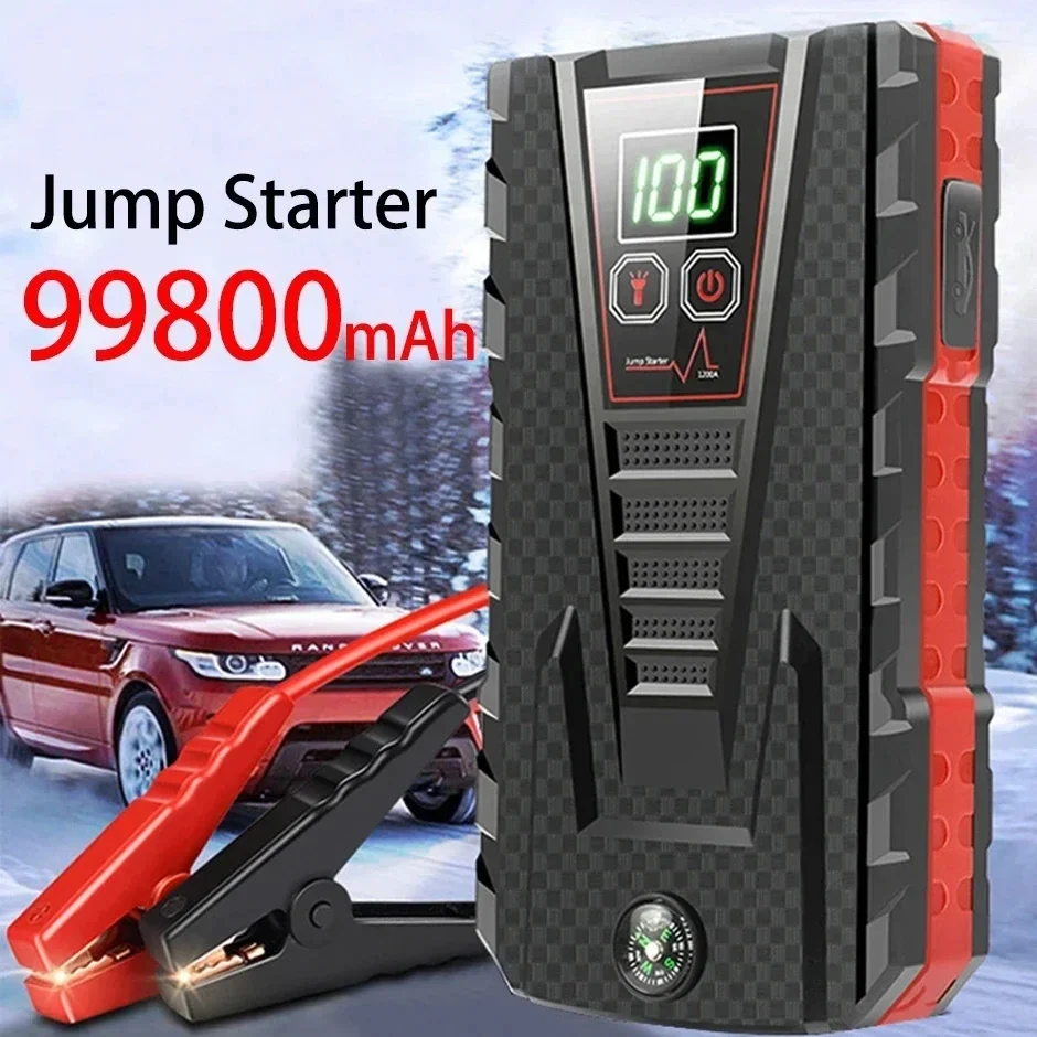 Car Jump Starter 12V 99800mAh Portable Auto Starting Device 5000A Peak Power Bank Petrol Diesel Car Emergency Battery Air Pump