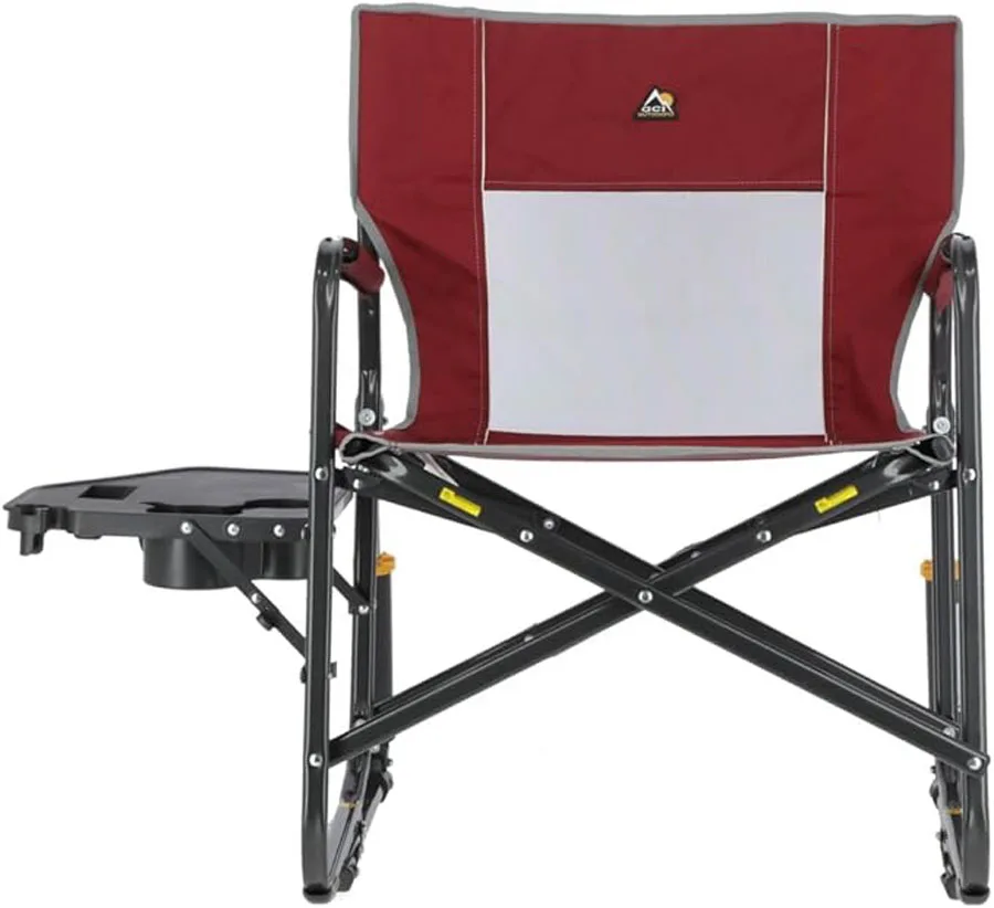 GCI-Freestyle Rocker XL com mesa lateral, Cadeira portátil dobrável, Cadeira de acampamento sólida