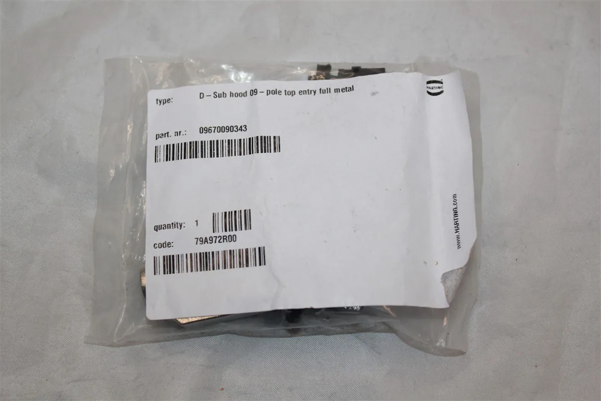 Harting 09670090343 D-Sub Backshells 9P DSUB METAL HOOD TOP ENTRY