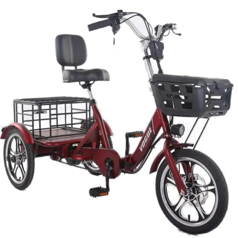 AliExpress Daibot Foldable Electric Tricycle Adults Removable Lithium Battery Waterproof With 2 Baskets 400w 48v Electric Bike Cargo 3 Wheel Girl