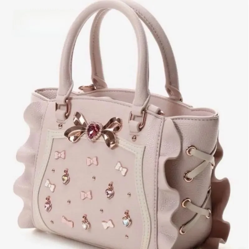 Sweet Mine Liz Bag Damska jesienno-zimowa nowa śliczna torebka Lolita Gem Ruffle Sweet Bow Torba na ramię — zdjęcie 2