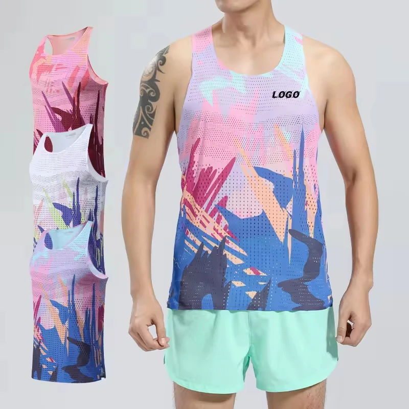 Men’s Seamless Ultra-Lightweight Running Tank Top – Quick Dry Breathable Marathon Race Singlet (Polyester Spandex)