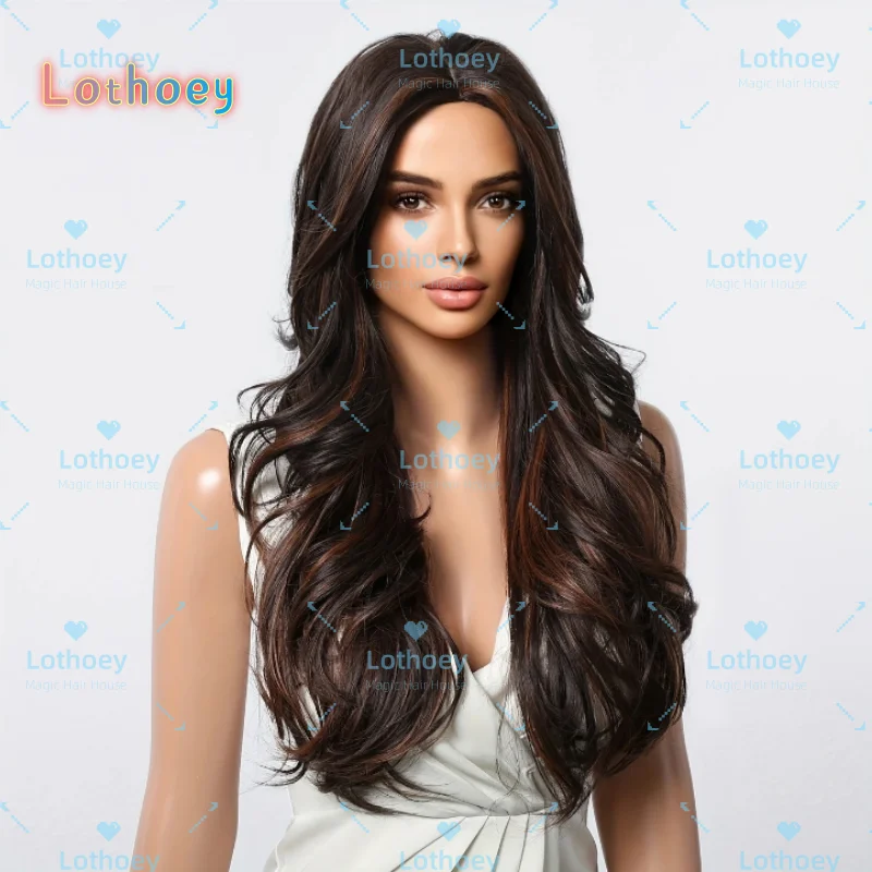 Ombre Deep Brown to Dark каштановая вьющаяся волна, для надежной посадки, без челки, средняя часть, элегантный стиль отпуска, шиньон для женщин Hi