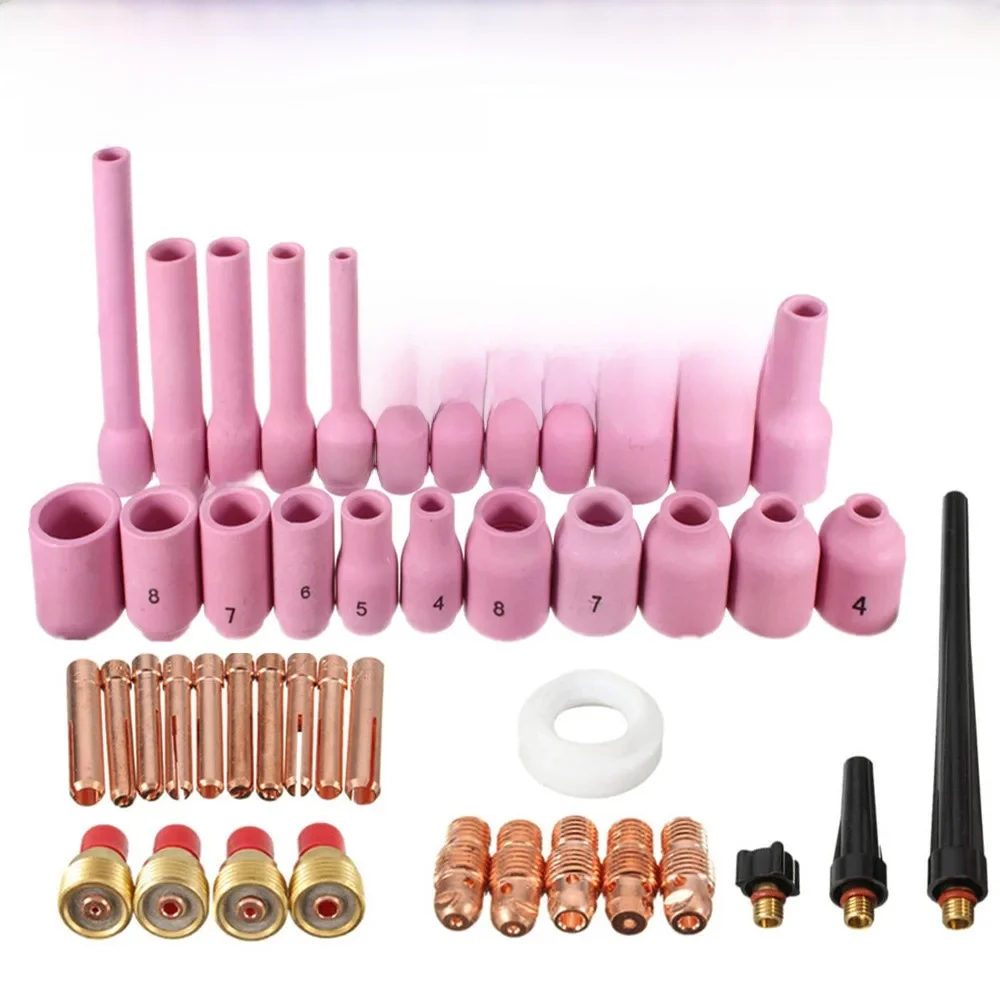 46Pcs Palnik spawalniczy TIG Stubby Soczewka gazowa do WP9 WP20 TIG Back Cap Collet Bodies Zestaw części zamiennych Trwałe, praktyczne akcesoria — 2