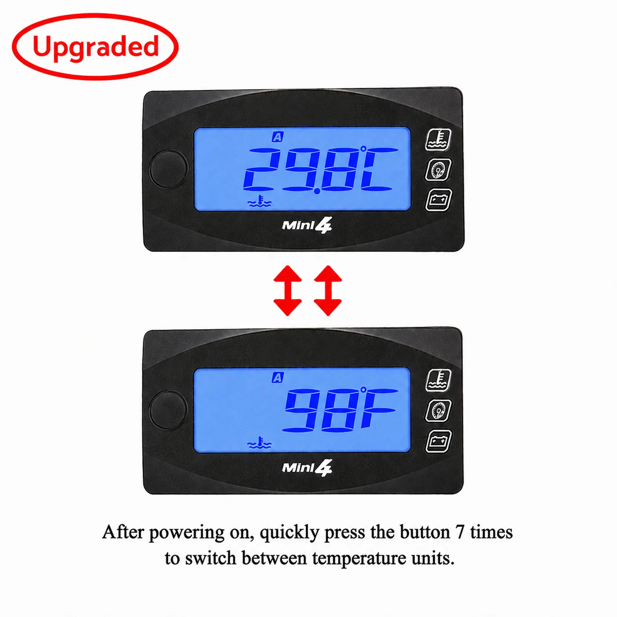Universal Motorcycle Cylinder Head Temperature Voltage Time RPM Gauge 4 in 1 Mini Digital Meter for NMAX XMAX250 XMAX300