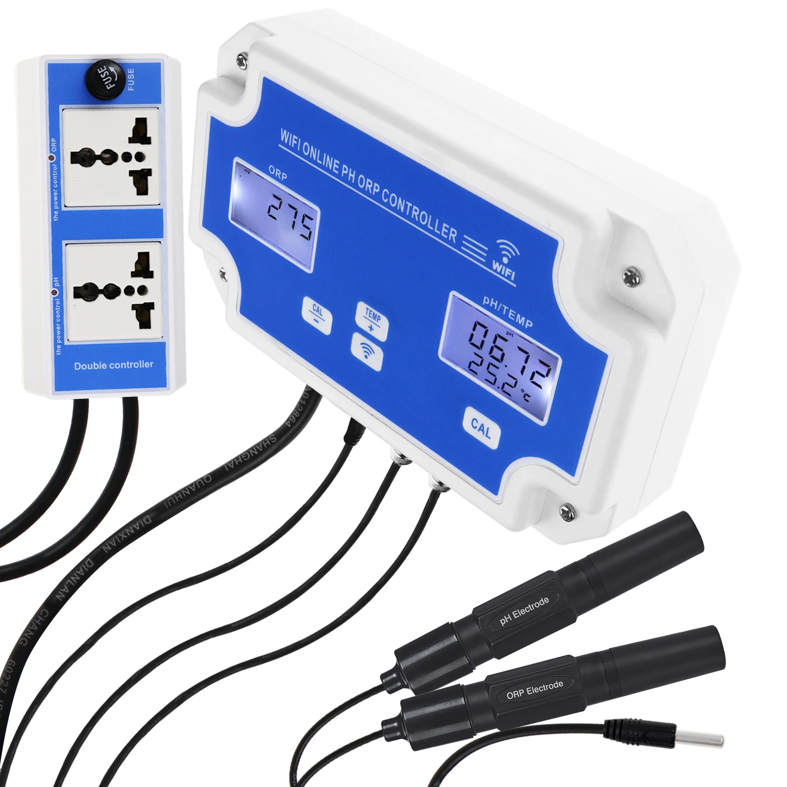 PH ORP Controller with Monitoring and Dosing Wireless App Remote Online Monitor Digital pH Meter Redox Temp Tester for Pool Pond