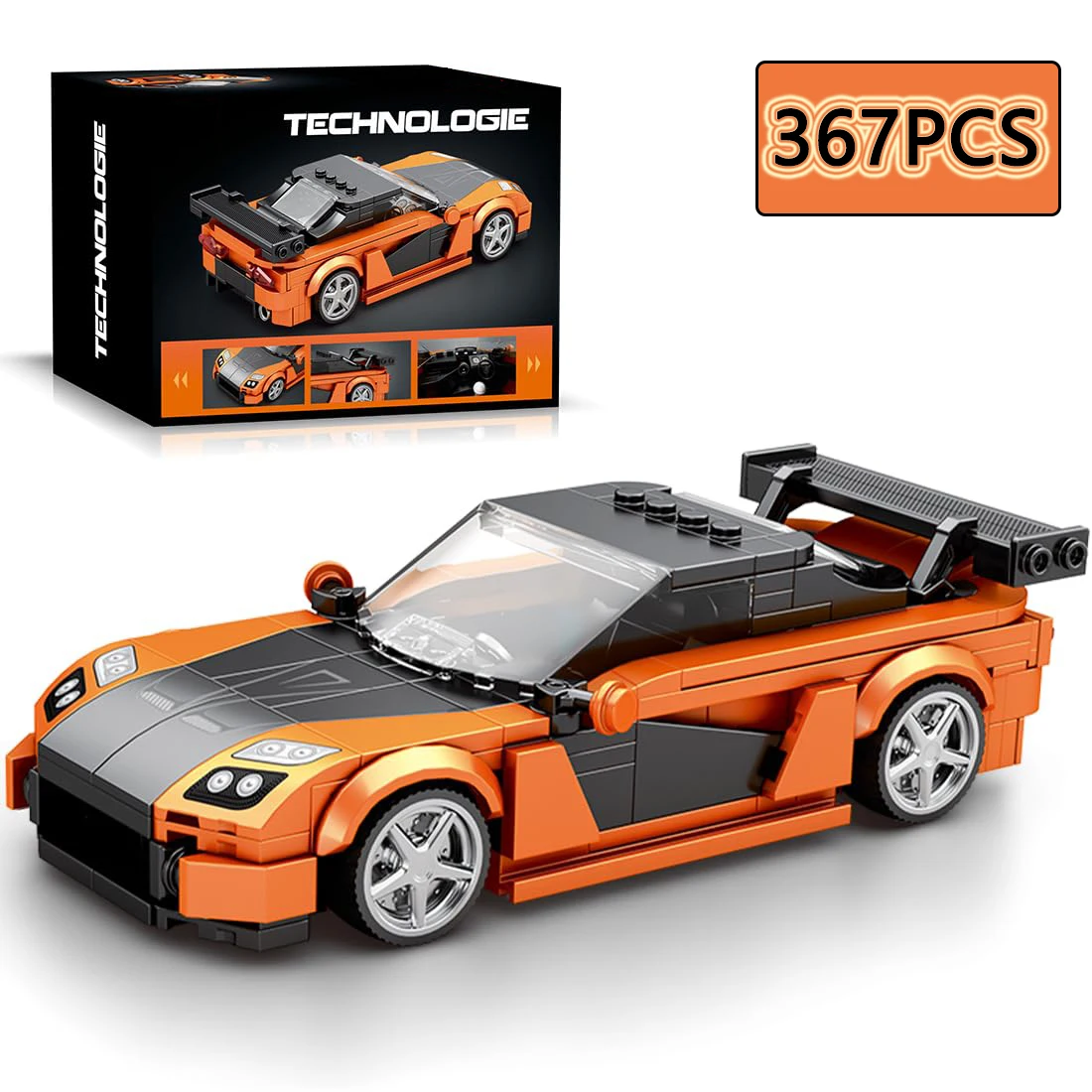 367PCS RX7 Sports Car Building Block Creative City Vehicle Classic Car Model Bricks Desktop Display Toys For Kids Holiday Gifts