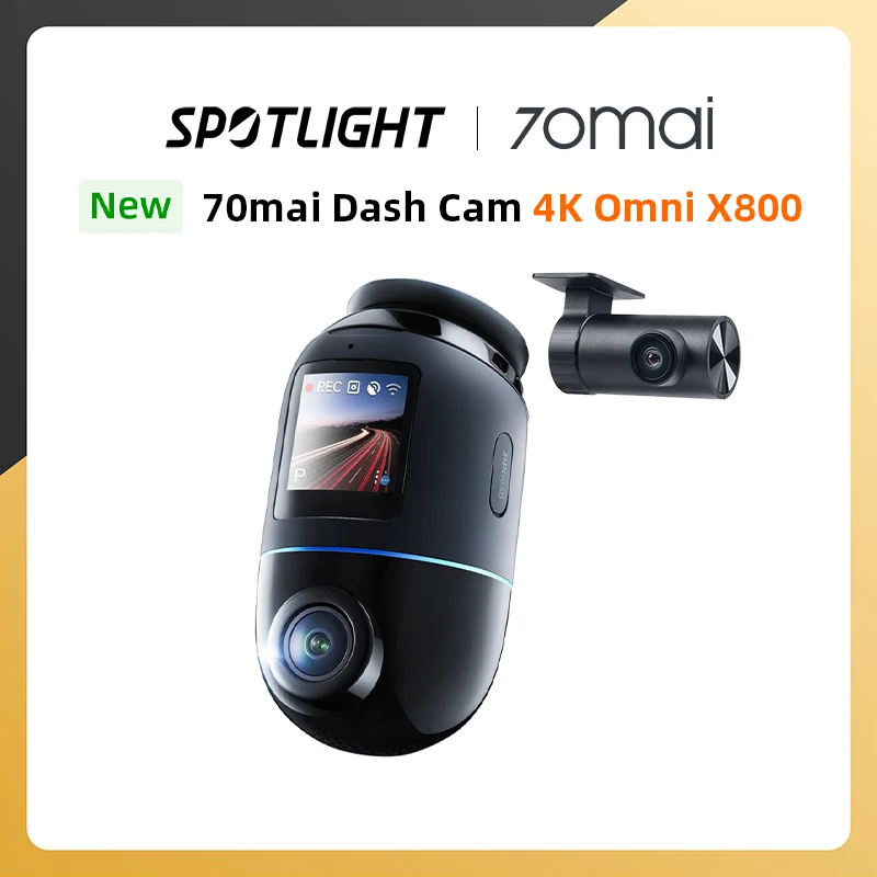 

2025 70mai Dash Cam 4K Omni X800 Dual-channel HDR 360° Rotating F1.7 Supercapacitor 60FPS 4G Compatible Wifi 6 70mai X800 Omni