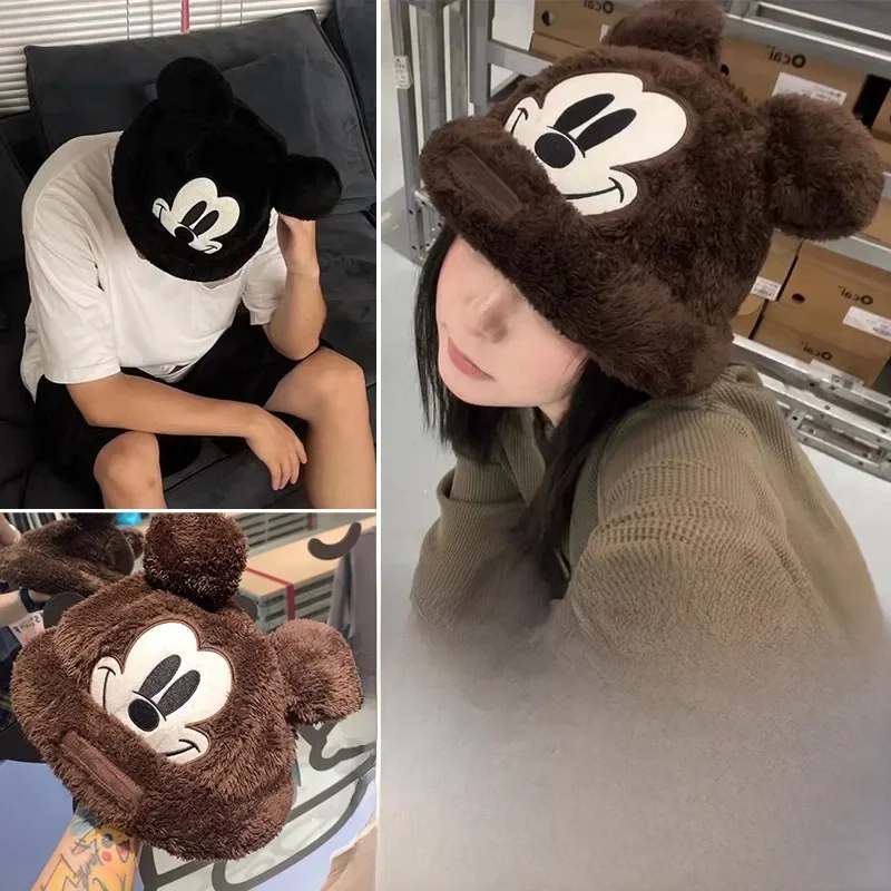 AliExpress UK HEROCROSS Disney Mickey Mouse Plush Hat Anime Earflap Cap Cute Fashion Men Women Couple Cycling Cold Protection Earmuffs Soft Hat Gift