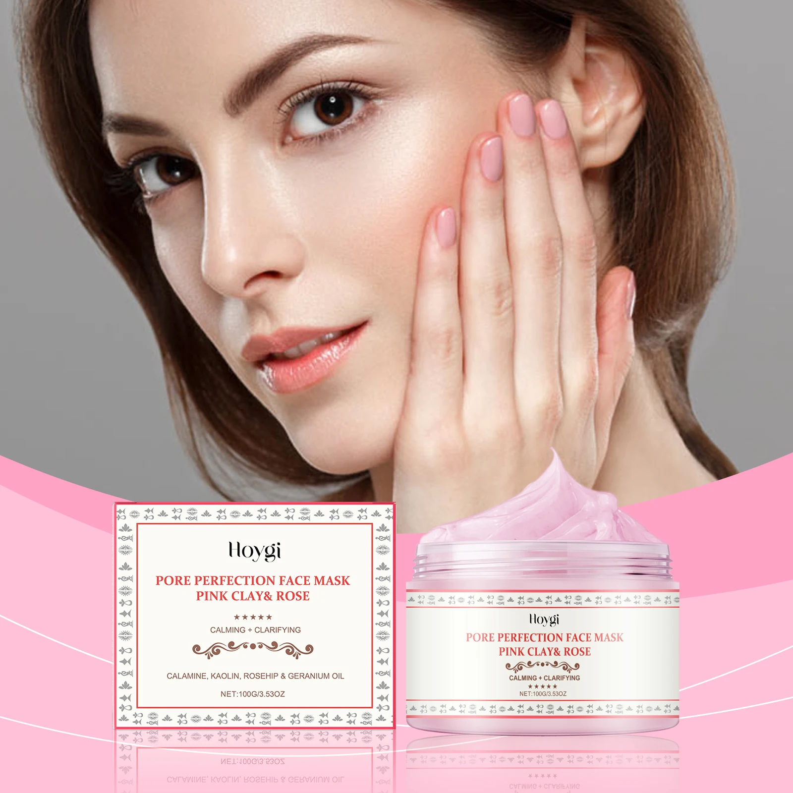 

Hoygi 100 г маска для лица с розовой глиной, чистые поры, увлажняющая, нежная кожа, питательный уход, удаление черных точек, подтягивающая поры, маска для лица