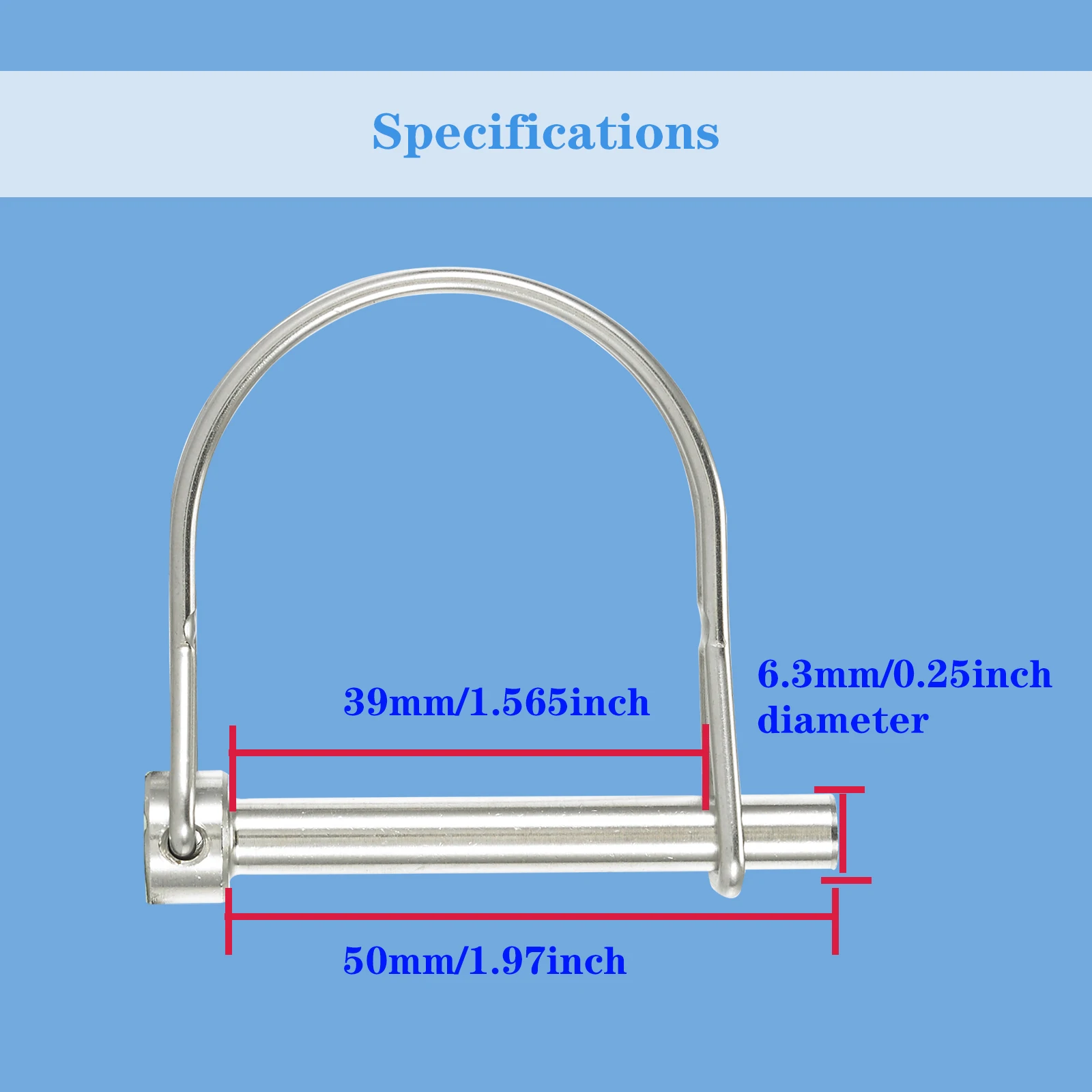 Safety Coupler Pin,Wire Lock Pins,Shaft Locking Pin,316 Stainless Steel,0.25 Inch(6.3mm) Diameter, 1.97Inch(50mm) Length,2 Packs