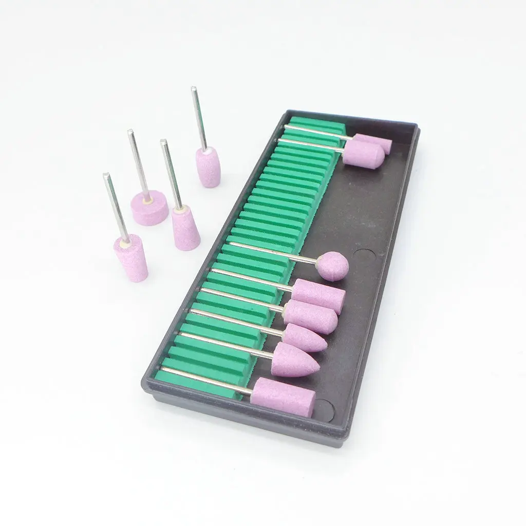 12 Piece Polishing Head Grinding Tools Set with 2.35mm Handle for Jade Nail Repair Model Making