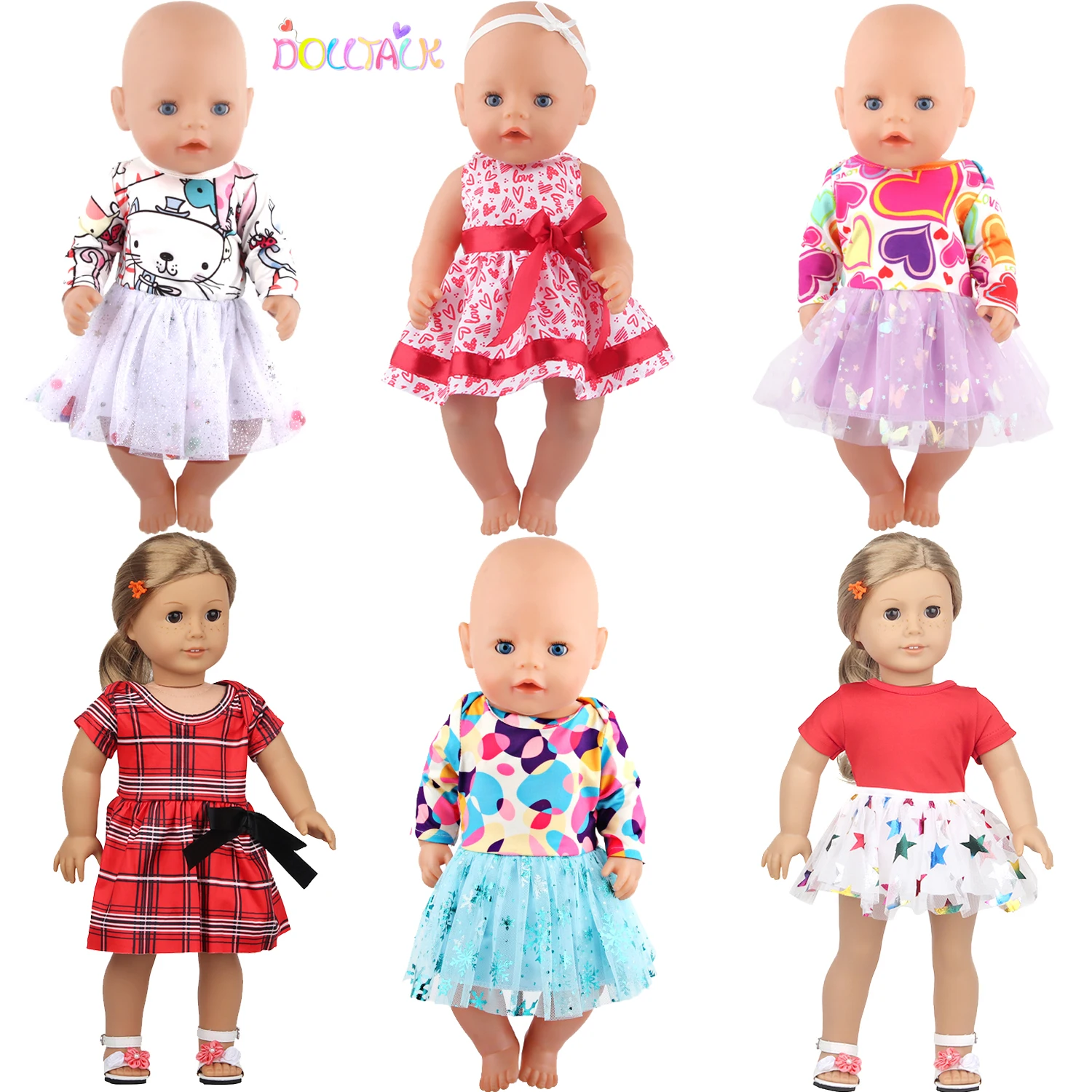 

New Cute Love Dress For 43cm Baby New Born Doll Cat Clothes Skirt For American 18 Inch Girl,Our Generation,DIY,Doll Festival