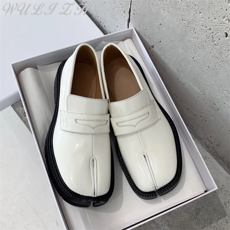 Scarpe da uomo in pelle con punta divisa Casual da lavoro moda fatte a mano su misura Slip On scarpe eleganti da festa mocassini comodi