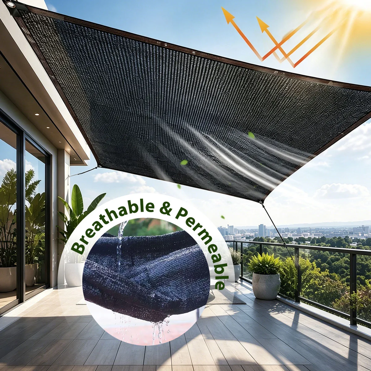 70% UV Block Shade Net Heavy Duty Reinforced Edge Sun Shade Cloth with Grommets Breathable Shade Mesh for Garden Patio Balcony Plant Greenhouse Car Cover