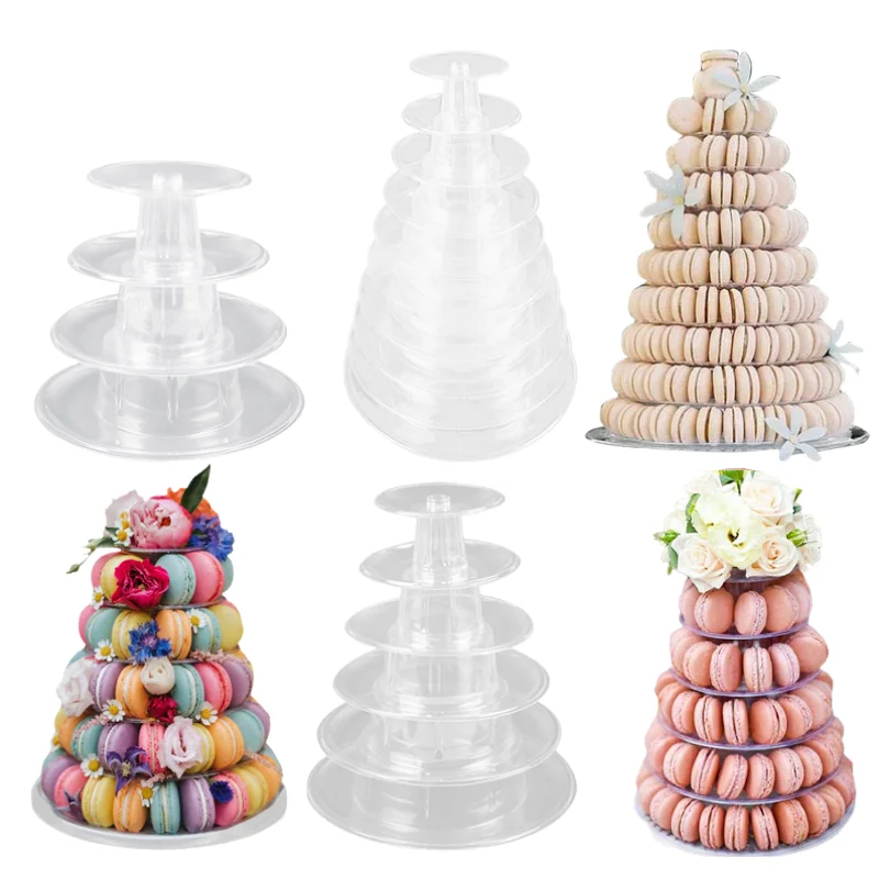 4/6/10 Tiers Macarons Display Tower PVC Macaron Cupcake Stand Tray For Wedding Birthday Party Dessert Decoration Party Tools