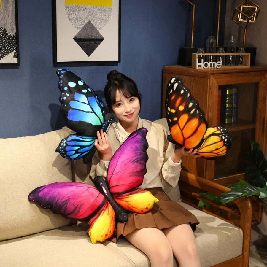 Colorful 3D Butterfly Pillow Decorative Animal Throw Pillows Print Accent Pillow Stuffed Cushion Bed Bedroom Couch Room Decor