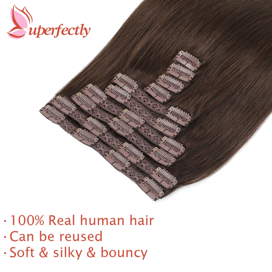 Uperfectly Clip in Hair Extensions 10PCS/Set 160g Straight Remy Hair Natural  Brazilian Hair Extensions  For Women