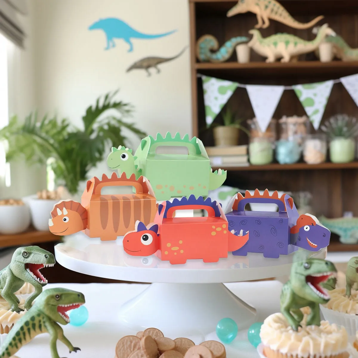 Caixas de doces de dinossauro, decoração de festa de feliz aniversário, caixa de embalagem de presente para crianças, suprimentos para festa de dinossauro, caixa de presentes de chá de bebê, decoração de bolsa