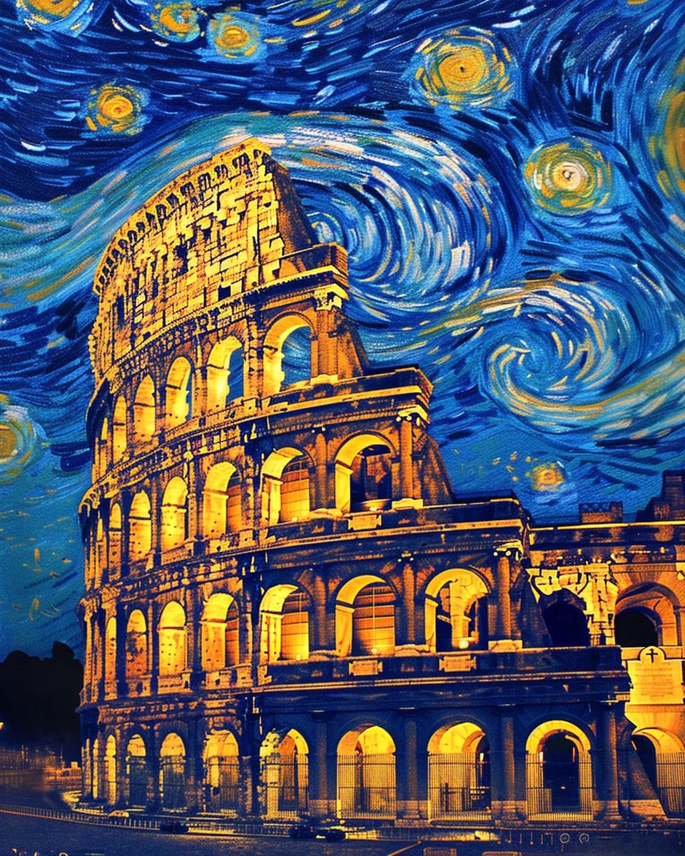 

Orfon Paint by Numbers Van Gogh Style Colosseum Scenery DIY Canvas Can be used as Home Decor and Gift