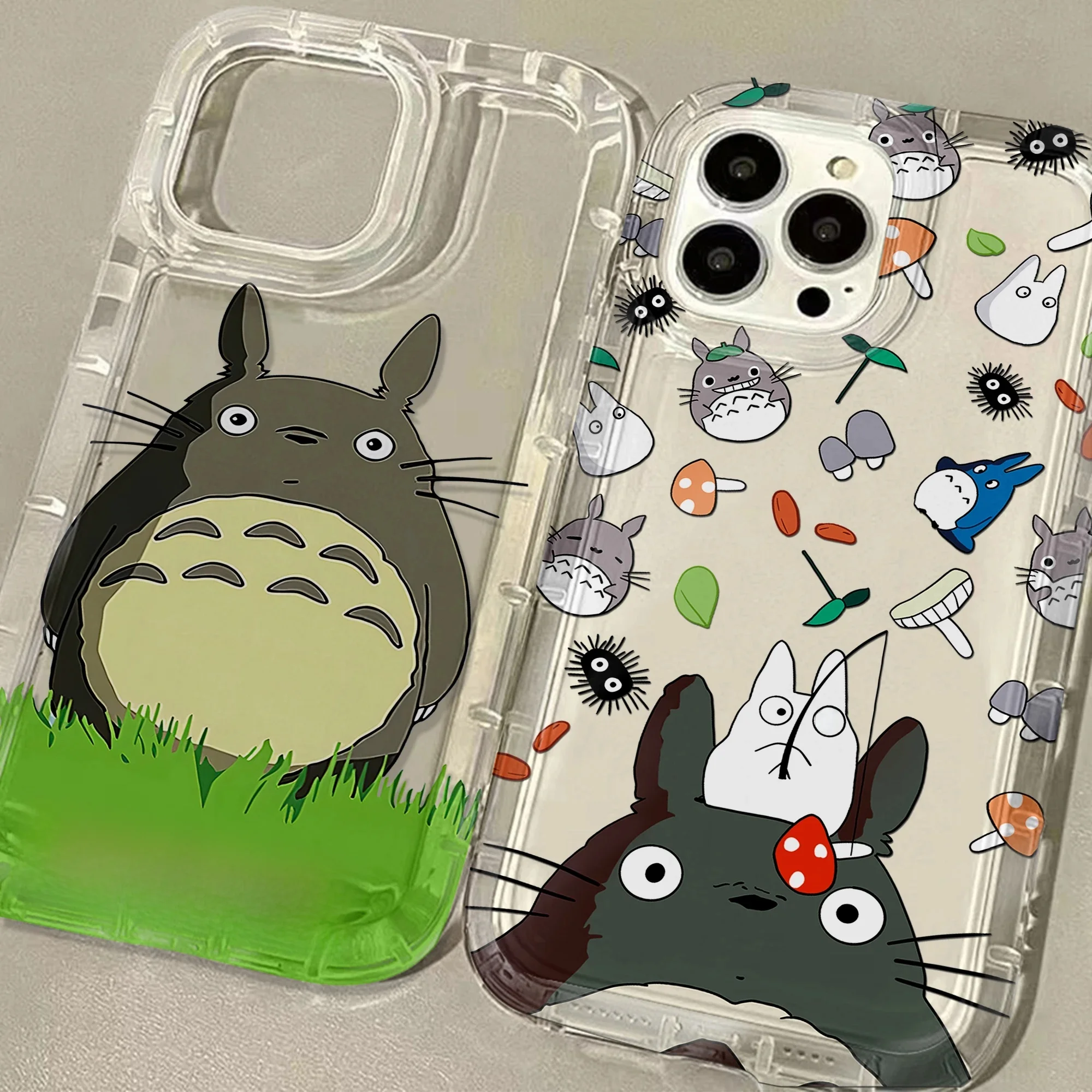 Coque de téléphone pour t-totoroes-o-iphone drôle et mignon, 16 15 14 13 12 11 Pro Max 7 8 Plus X XR XSMax Airbag, couverture arrière transparente Anti-chute