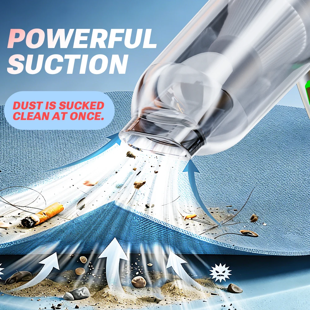 SZUK Mini Car Vacuum Cleaner 15000Pa Strong Suction Portable Cleaning Machine Powerful Wireless Handheld Vacuum Cleaner for Car