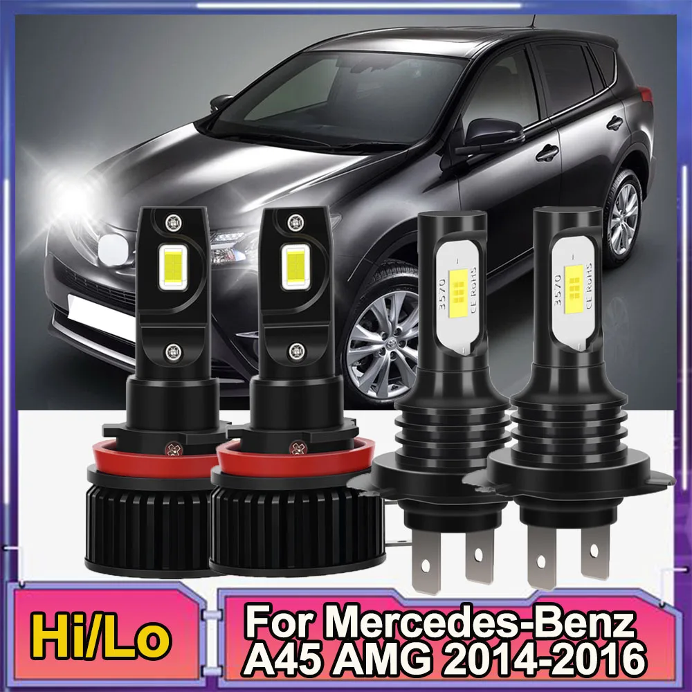 

4PCS H15 Hi Beam/DRL H7 Low Beam LED Bulb Car Headlight 6000K White headlamp For Mercedes-Benz A45 AMG 2014-2016