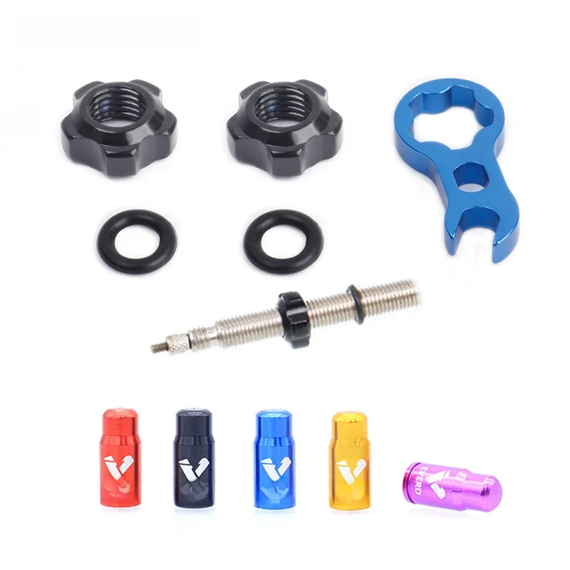 AliExpress RISK Road Bicycle Valve Nut With Washer 2 Valve Cap Set MTB Road Bike Presta Tire Valve Fixed Nut