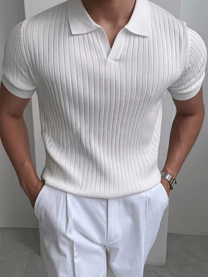 2025 Texture Old Money Style Knit Polo Collar Short Sleeve Sweater - Solid Color High-Elastic Versatile Cool T-Shirt Short Sleeve 3.4K+ sold Sold by Warm lover Star sellerStar sellerStar seller 4.3 out of five stars