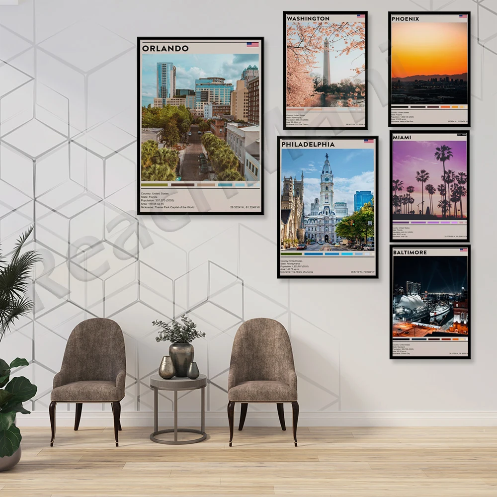 بالتيمور ماريلاند، هيوستن، فيلادلفيا، واشنطن، أريزونا، فلوريدا تكساس، ماساتشوستس، سان فرانسيسكو الولايات المتحدة الأمريكية ملصق السفر