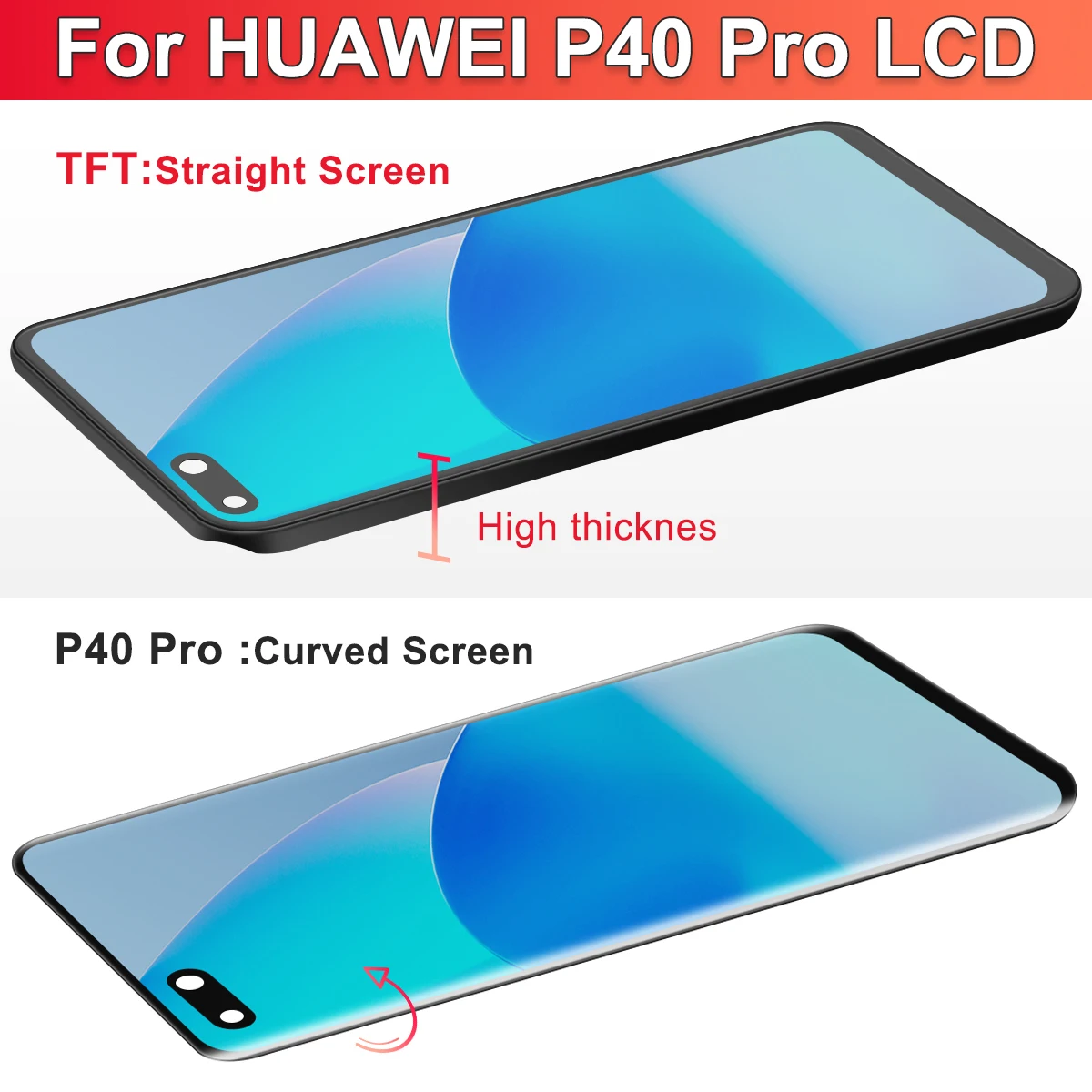 100% Tested Display For Huawei P40 Pro LCD Display Touch Screen For Huawei P40 Pro ELS-NX9, ELS-N04, ELS-AN00 Display With Frame