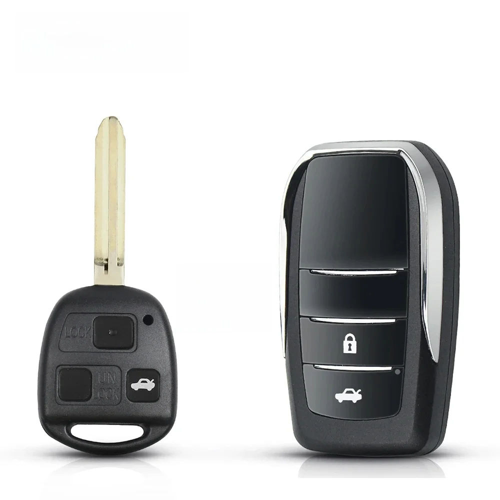 KEYYOU zmodyfikowany 2 przyciski składany kluczyk samochodowy Shell wymiana obudowy Fob Uncut puste TOY43 ostrze dla Toyota Land Cruiser Camry Corolla — zdjęcie 2