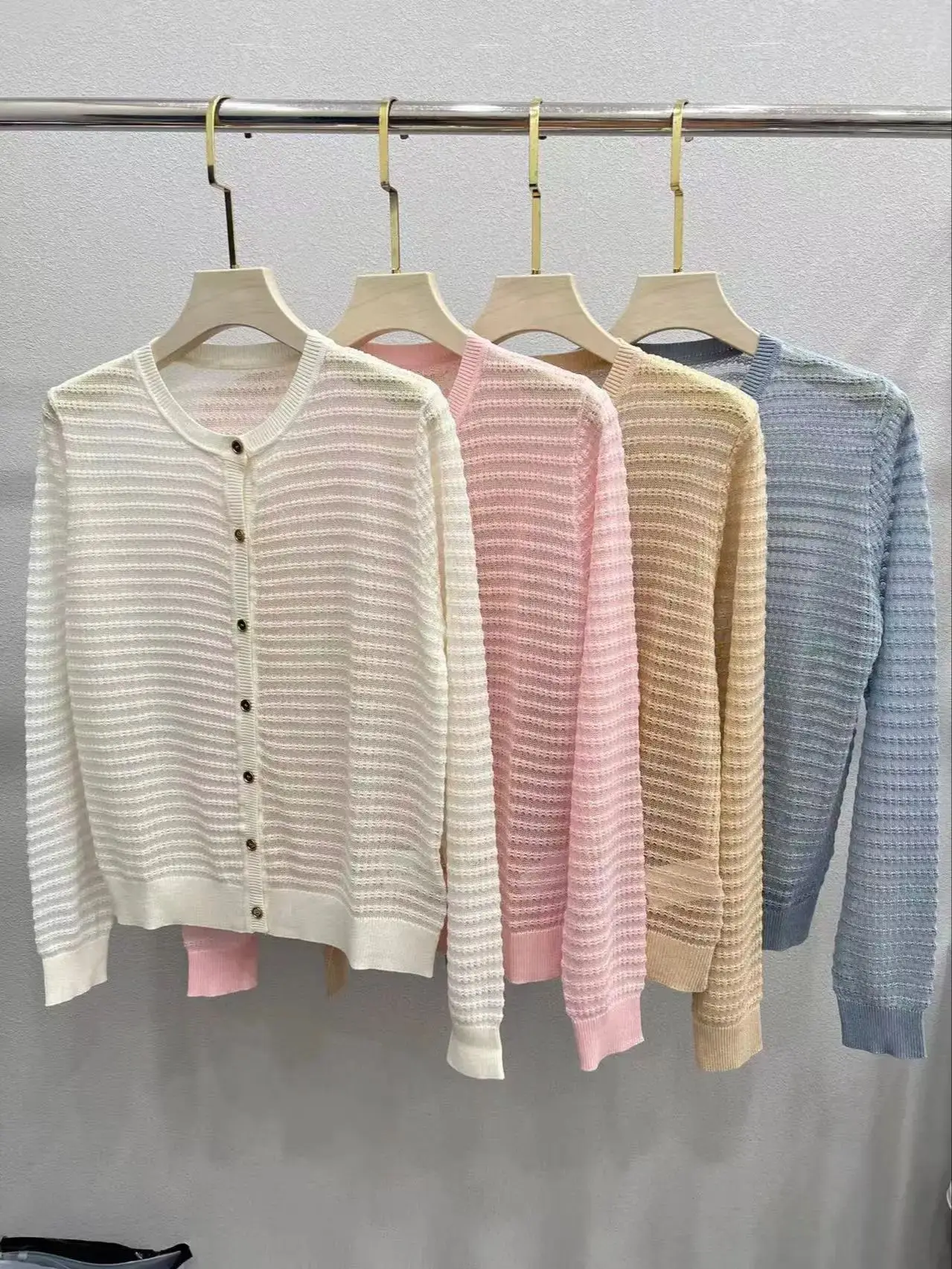 

Spring solid color elegant casual linen-lyocell cardigan