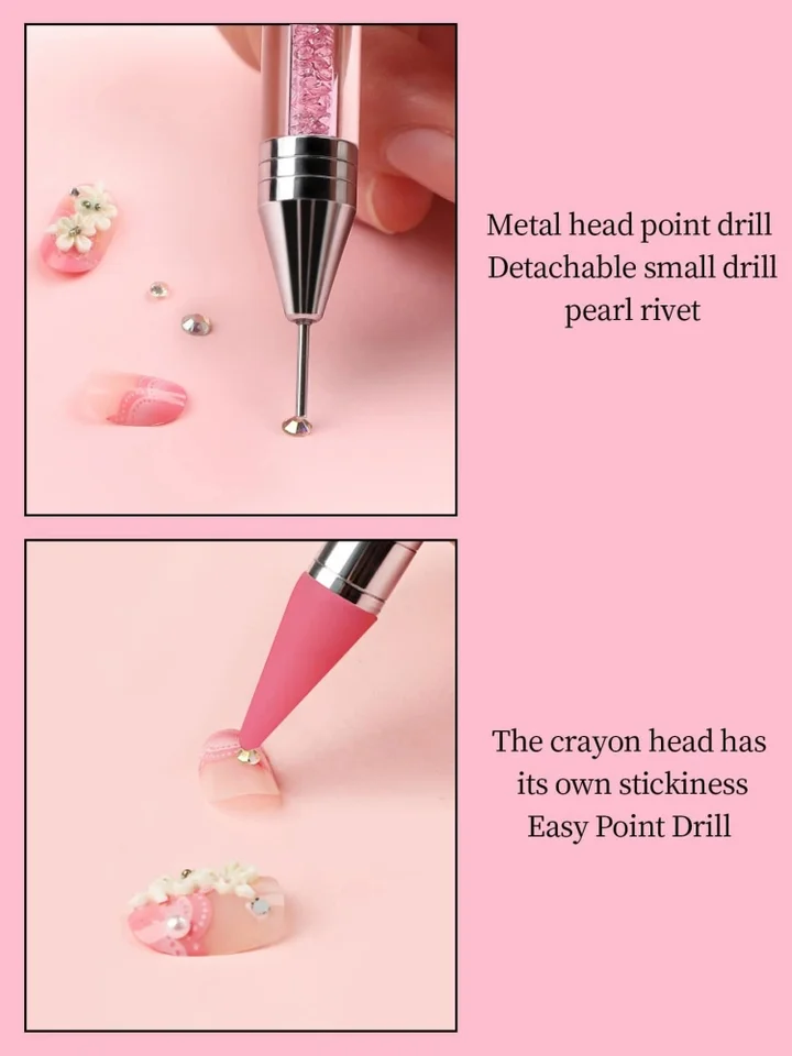 1 pieza lápiz de cera para recoger circonitas de uñas herramienta de puntos de doble punta para circonitas punta de cristal y gema herramienta de arte de uñas para manicura DIY 5