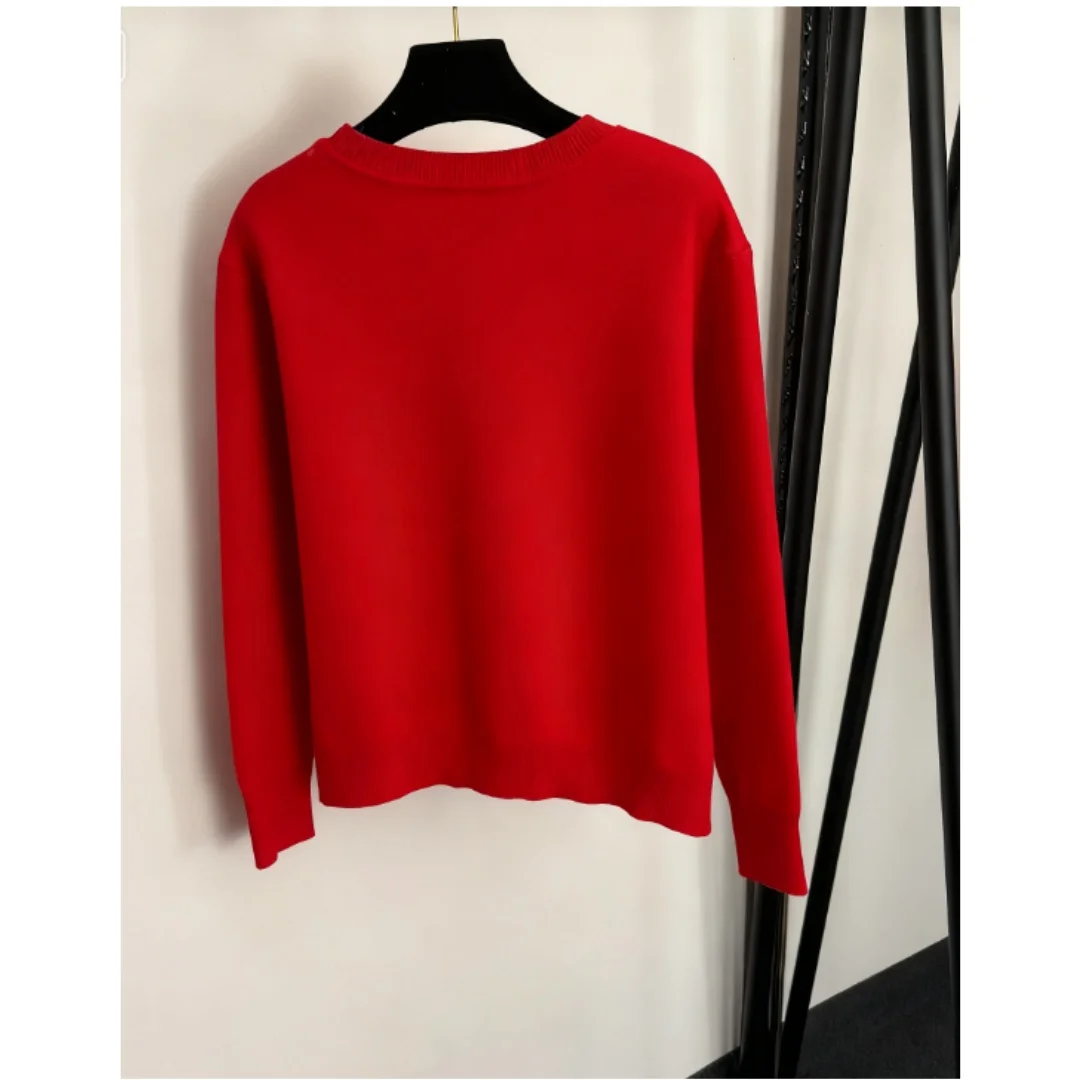 

Зима 2025 г., новый женский рождественский жаккардовый пуловер контрастного цвета с оленем, трикотаж с длинными рукавами