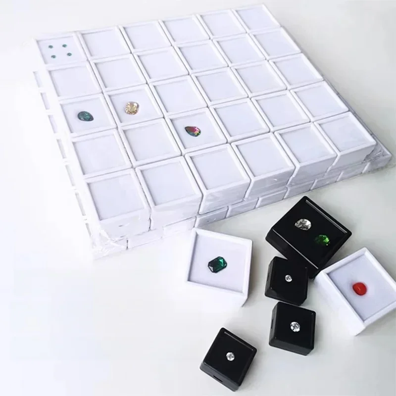 Kavel van 70 heldere edelsteen displaydoos/ringgezicht kale steen edelsteen kunststof helder glas diamant displaydoos - afbeelding 2