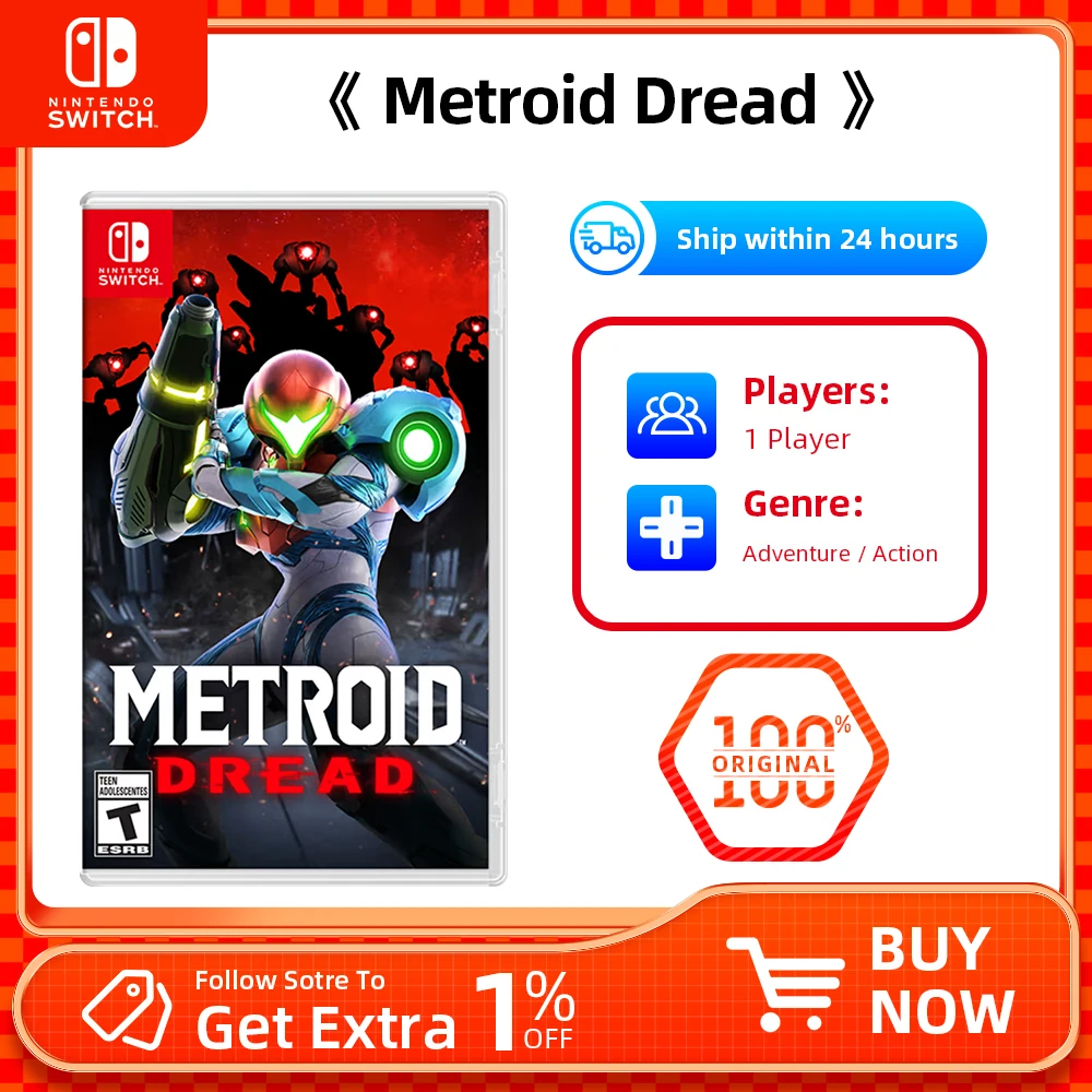 Nintendo Swtich - Metroid Dread - Game Deals Games Cartridge Physical Card for Nintendo Swtich OLED Lite