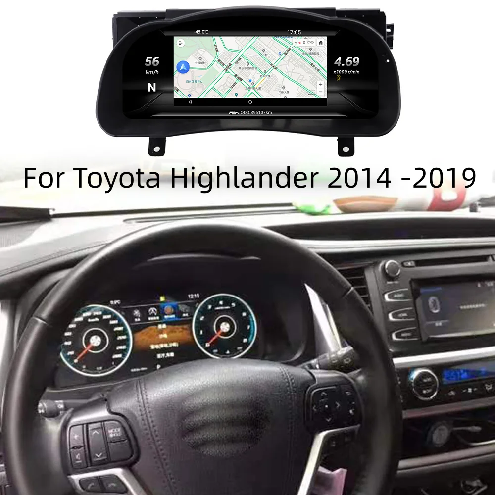 

Для Toyota Highlander 2014-2019 автомобильный ЖК-плеер на приборной панели, цифровой кластер, виртуальный прибор для кабины, многофункциональный спидометр