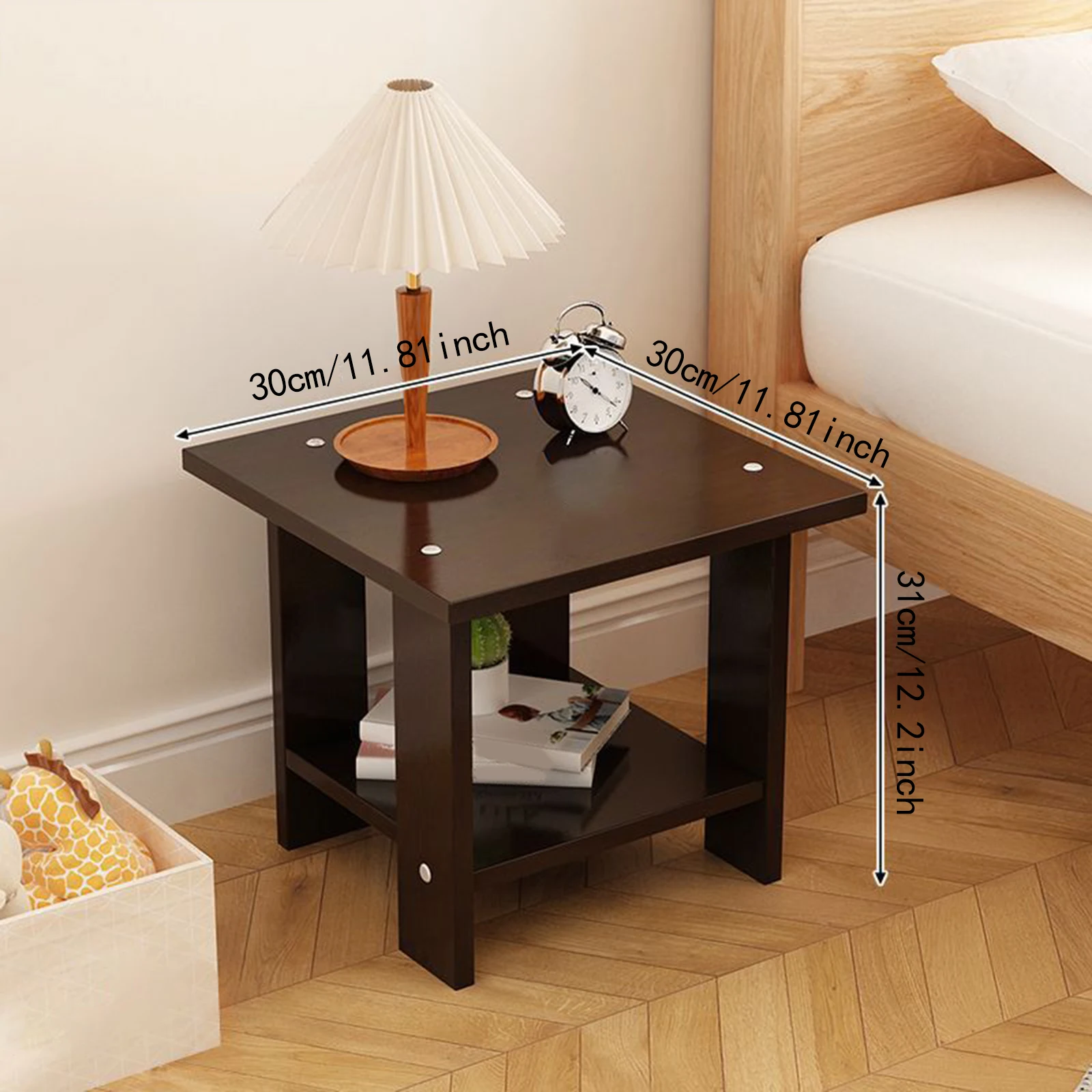 Simple Bedside Table Wooden Double Layers Solid Wood Nightstands Night Table For Table Sofa Side Table Home Furniture
