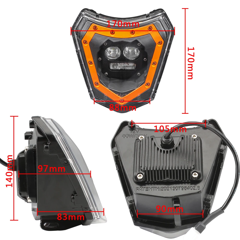 Motorcycle LED Headlights Head Light for KTM EXC SX SMR 300 450 690 Headlamp Panel Wick Accessories Motocross Dirt Bike Enduro