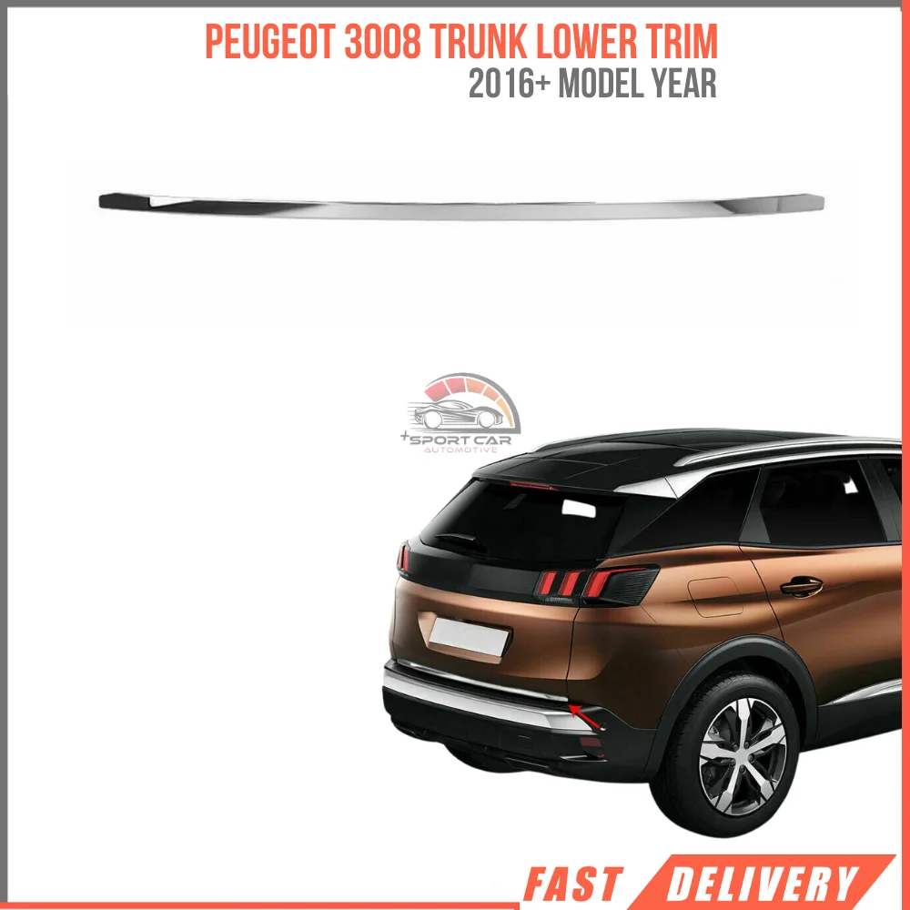 

Peugeot 3008 Chrome Trunk Bottom Bar Form 2016 and Above S.Steel car accessories-Free Shipping