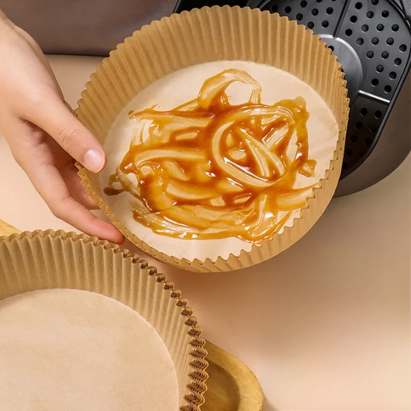 Papier spécial pour friteuse à air, papier alimentaire, huile de silicone, rond, absorbant haute température, accessoires de cuisson, 50 pièces