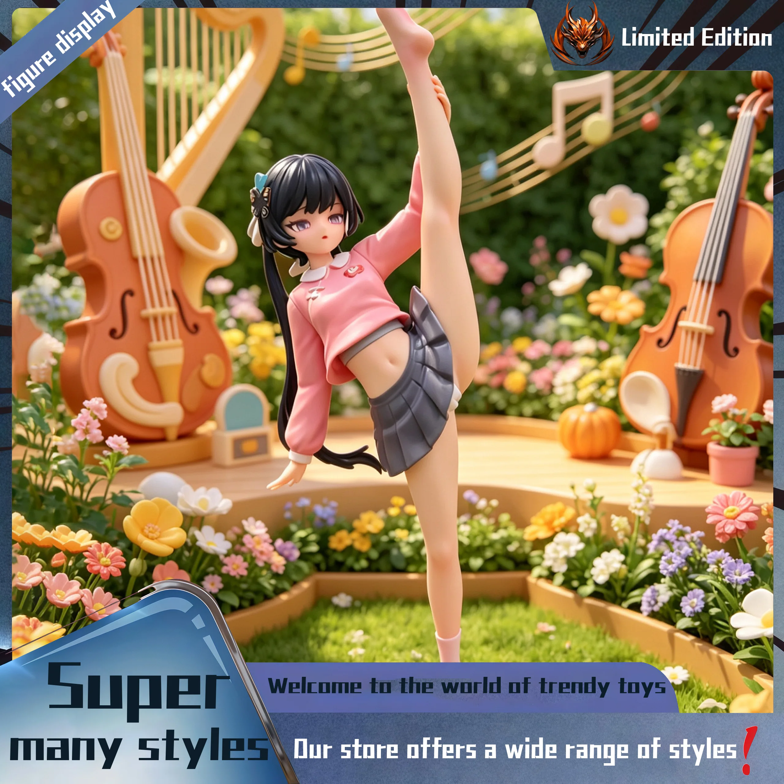 Leg-lifting Princess Peripheral figurine model table decoration, birthday gift, trendy toy scene decoration, car decoration