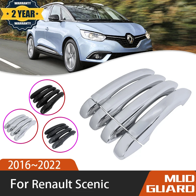 

Car Luxuriou Chrome Exterior Door Handle Cover For Renault Scenic 2016~2022 Auto Door Handle Cover ABS Styling Car Accessories