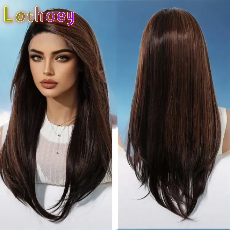 باروكة أمامية طويلة مستقيمة من الدانتيل، منطقة من الدانتيل، باروكات شعر بشري حقيقي تسليط الضوء على أسلوب أساسيات ناعمة للاستخدام اليومي للحفلات التنكرية